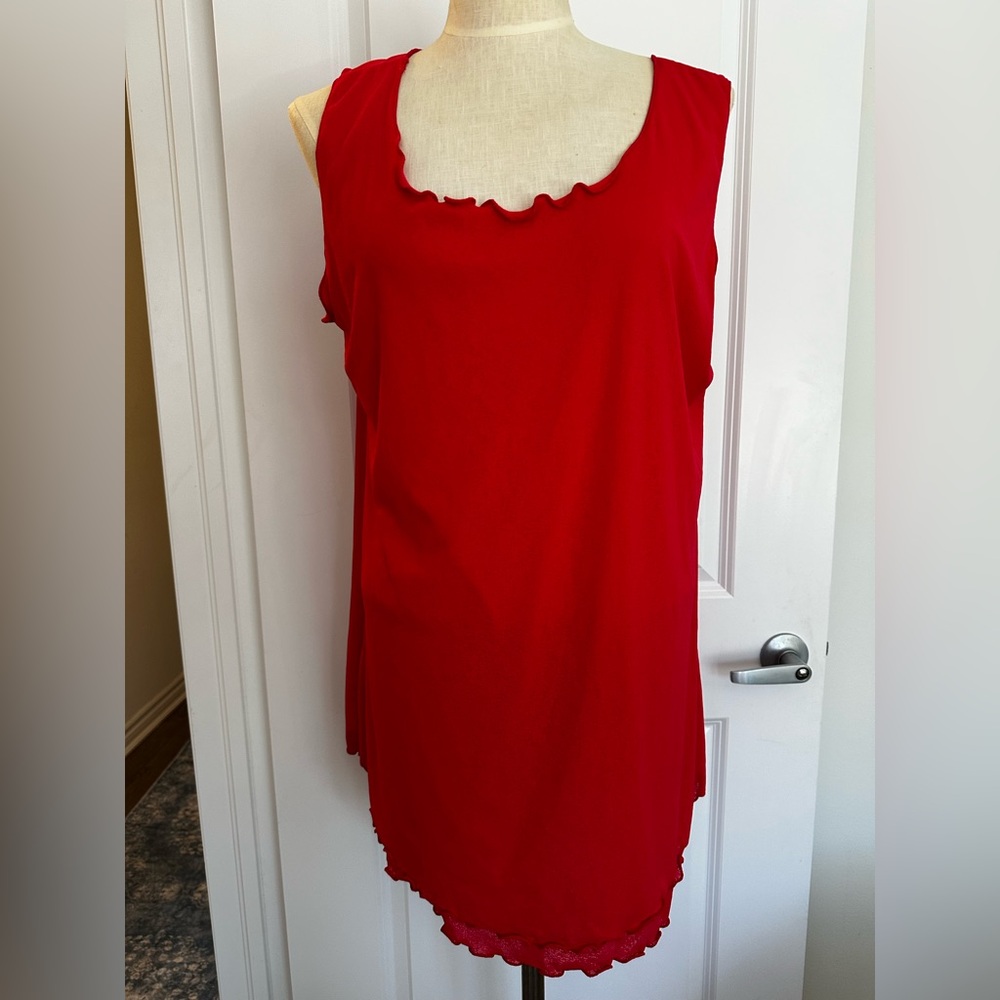 Ruffled Red Sleeveless Swim Coverup